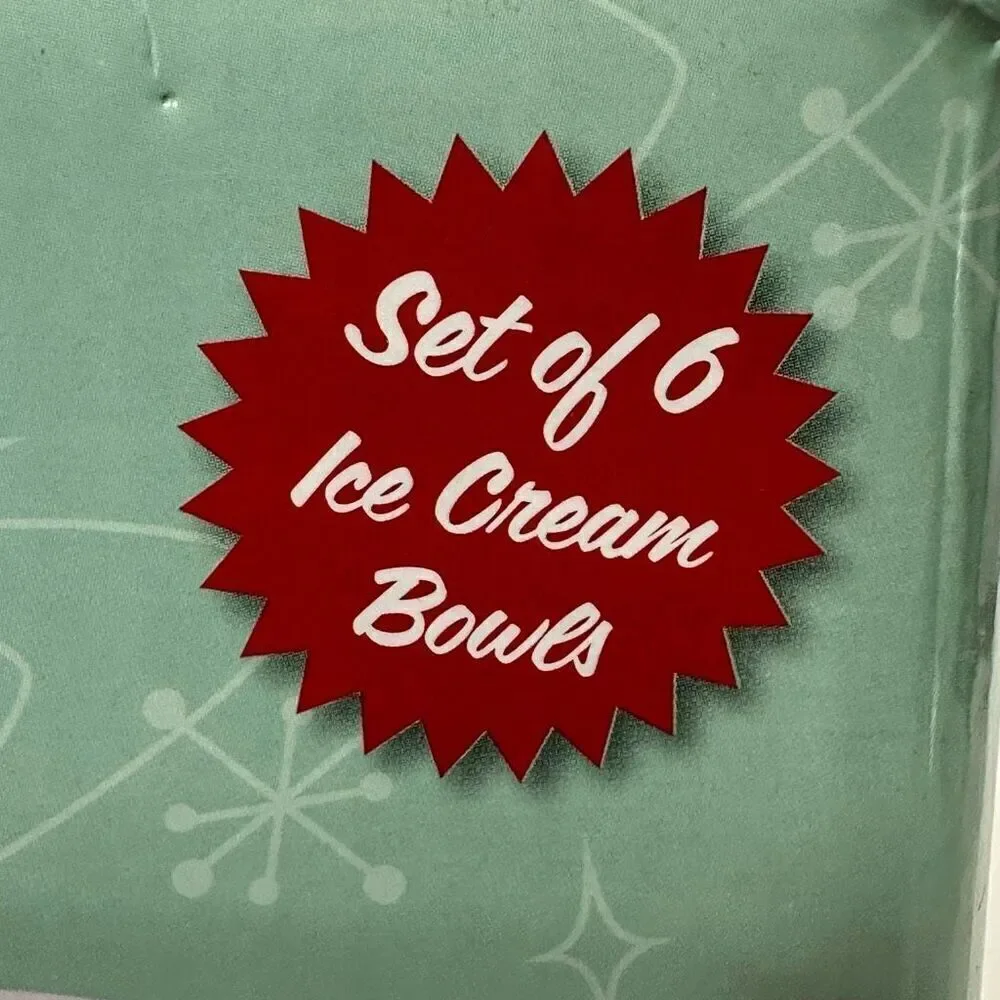 Summer Treats Set of 6 Ceramic Ice Cream Bowls | Assorted Blue
